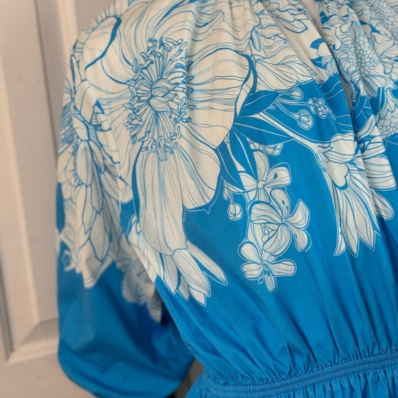 MARY KATRANTZOU Blue and White Floral Midi Dress - Picture 5 of 16